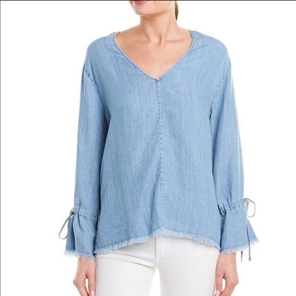 RailsāZimiāChambrayĀ VintageāTieāSleeveāFrayedāTop! - Picture 5 of 9